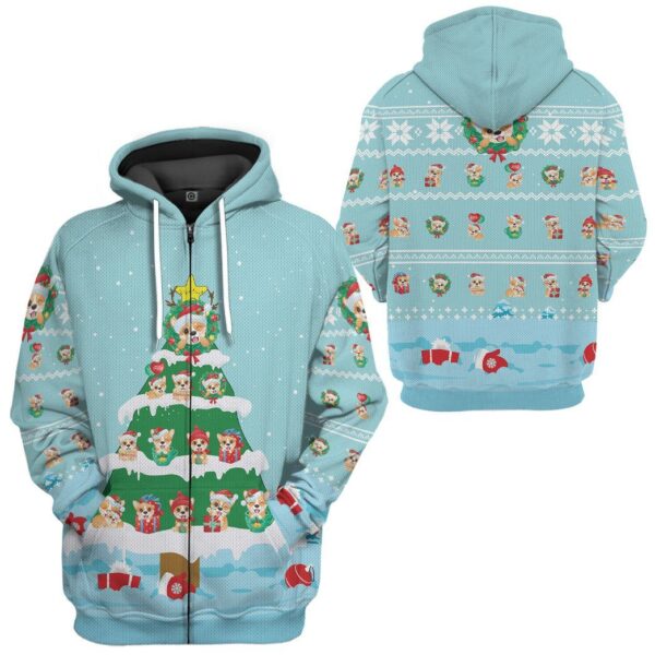 Gearhuman 3D Christmas Corgi Custom Hoodie Apparel GJ07105 3D Apparel