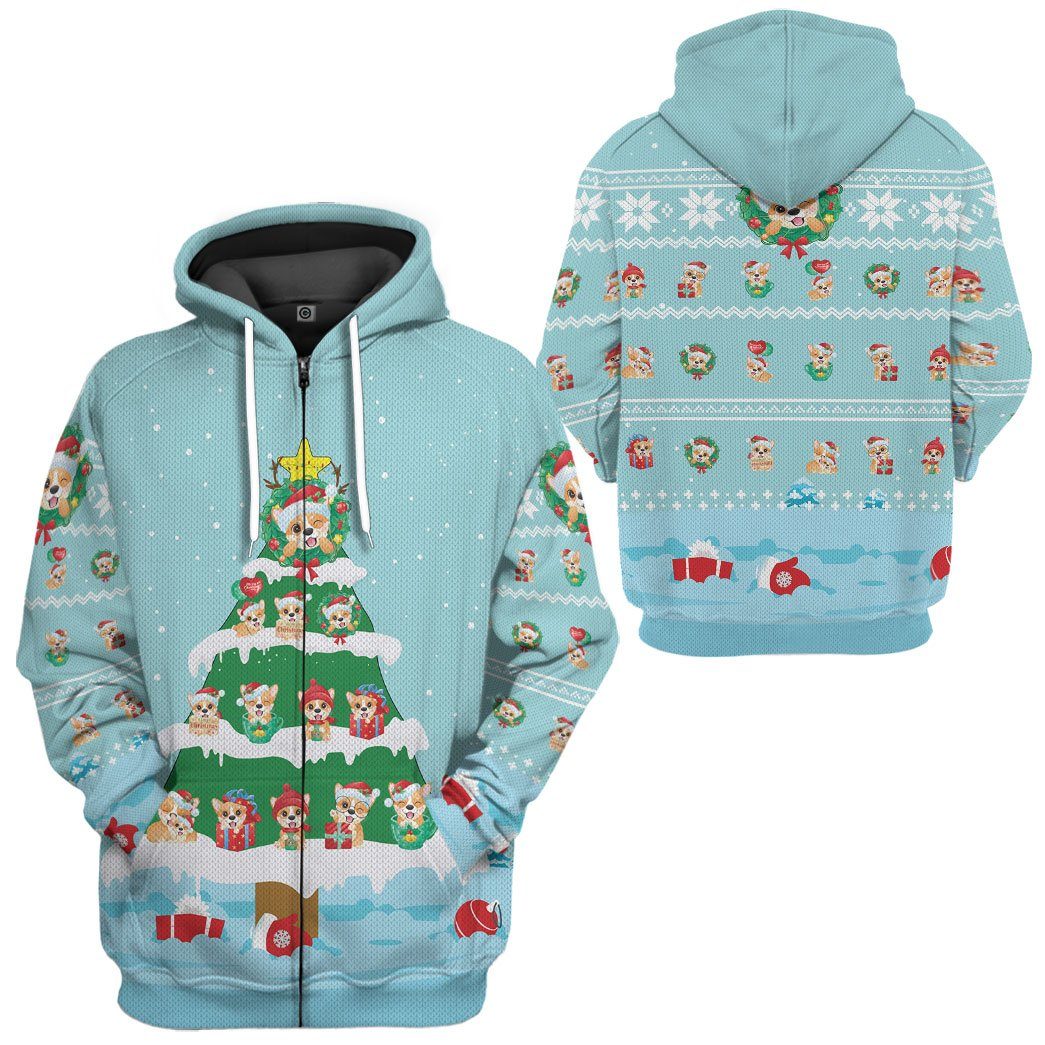 Gearhuman 3D Christmas Corgi Custom Hoodie Apparel GJ07105 3D Apparel