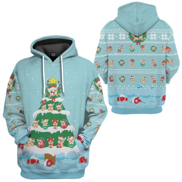 Gearhuman 3D Christmas Corgi Custom Hoodie Apparel GJ07105 3D Apparel