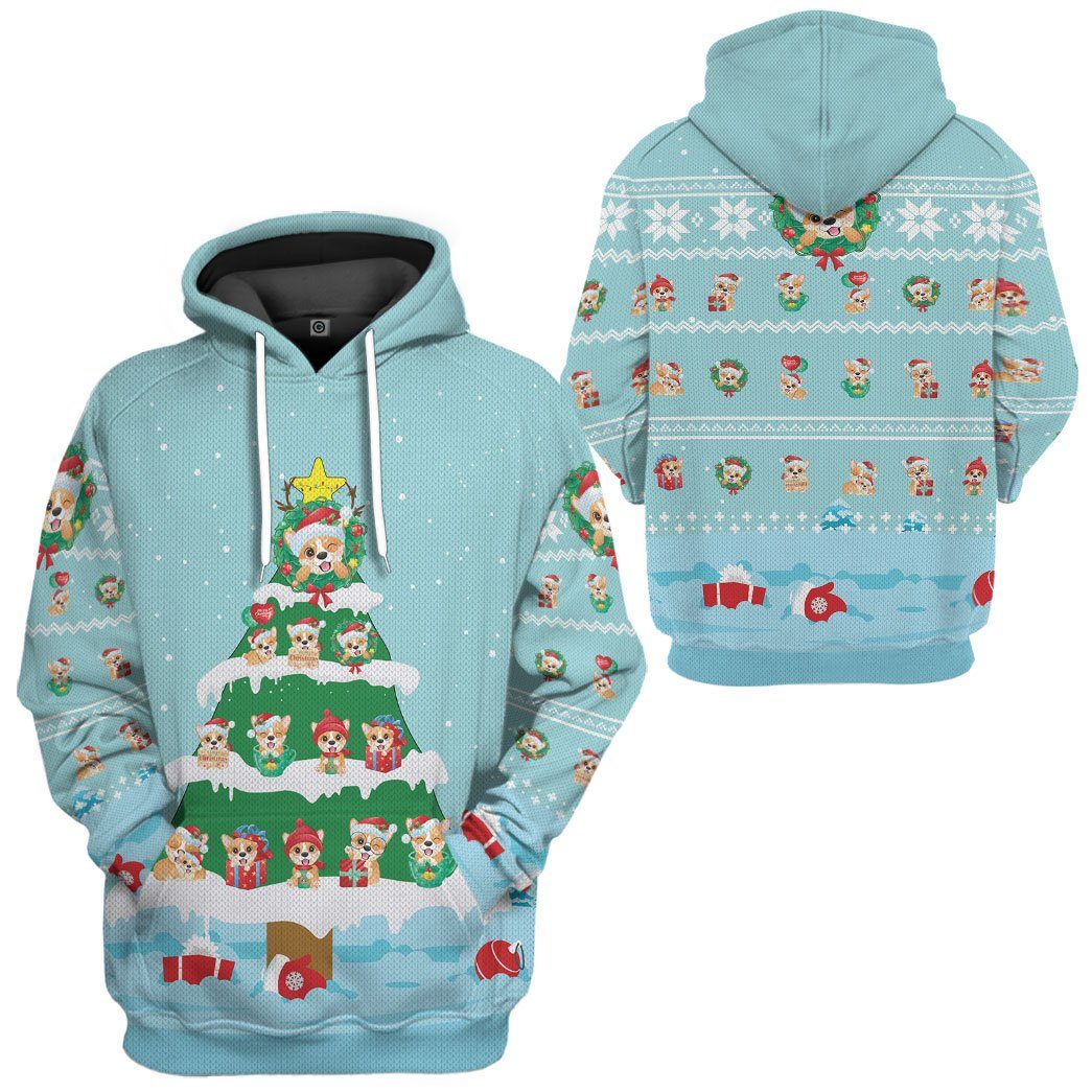 Gearhuman 3D Christmas Corgi Custom Hoodie Apparel GJ07105 3D Apparel