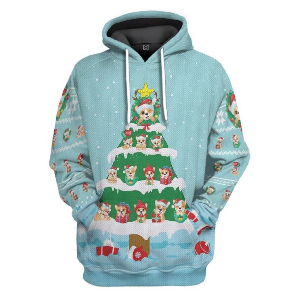 Gearhuman 3D Christmas Corgi Custom Hoodie Apparel GJ07105 3D Apparel Hoodie S 