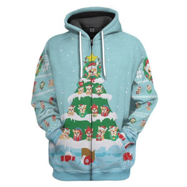 Gearhuman 3D Christmas Corgi Custom Hoodie Apparel GJ07105 3D Apparel Zip Hoodie S
