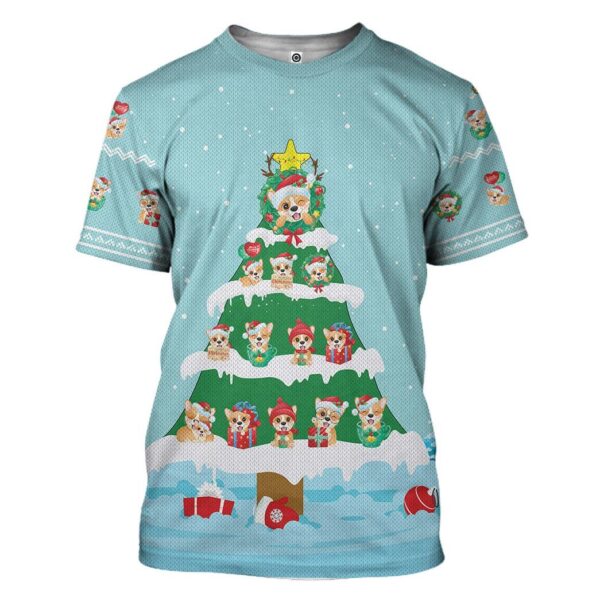 Gearhuman 3D Christmas Corgi Custom Tshirt Apparel GJ07105 3D T-shirt T-Shirt S 