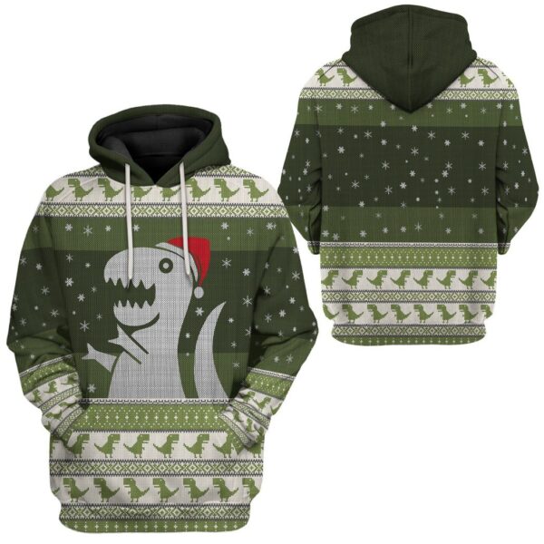 Gearhuman 3D Christmas Dino Ugly Sweater Custom Tshirt Hoodie Apparel GC21101 3D Apparel