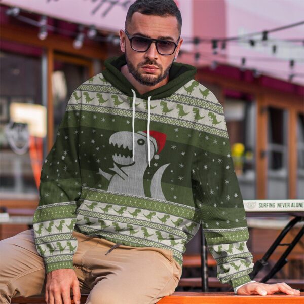 Gearhuman 3D Christmas Dino Ugly Sweater Custom Tshirt Hoodie Apparel GC21101 3D Apparel