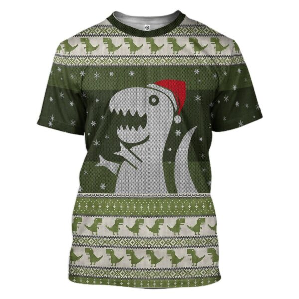 Gearhuman 3D Christmas Dino Ugly Sweater Custom Tshirt Hoodie Apparel GC21101 3D Apparel T-Shirt S