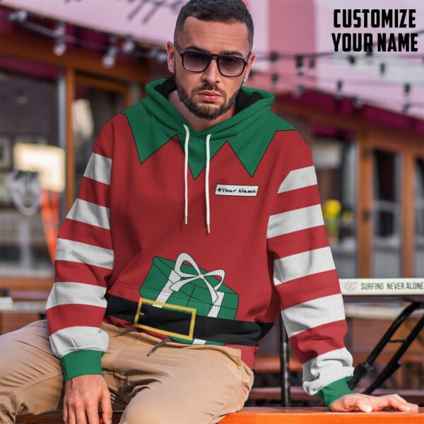 Gearhuman 3D Christmas Elf Custom Name Hoodie Apparel GC06101 3D Apparel