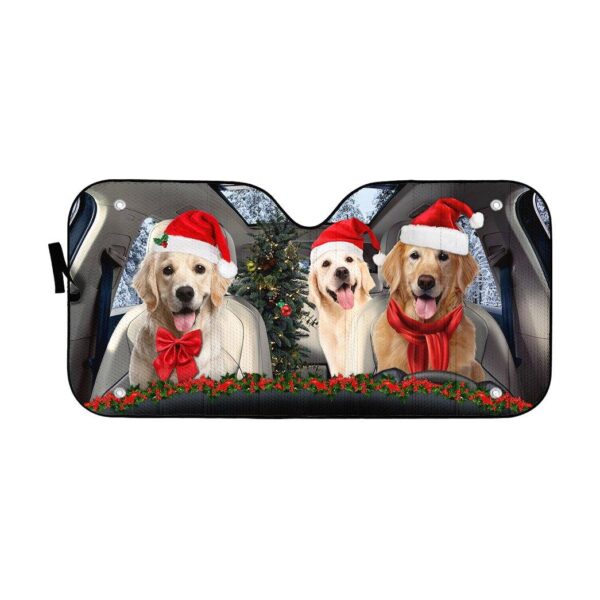 Gearhuman 3D Christmas Golden Retriever Custom Car Auto Sunshade GW06102 Auto Sunshade 57''x27.5'' 