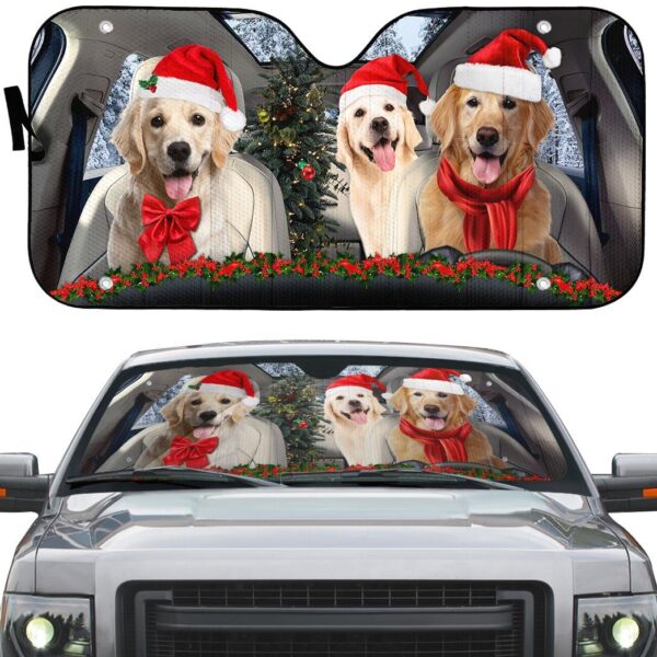 Gearhuman 3D Christmas Golden Retriever Custom Car Auto Sunshade GW06102 Auto Sunshade 