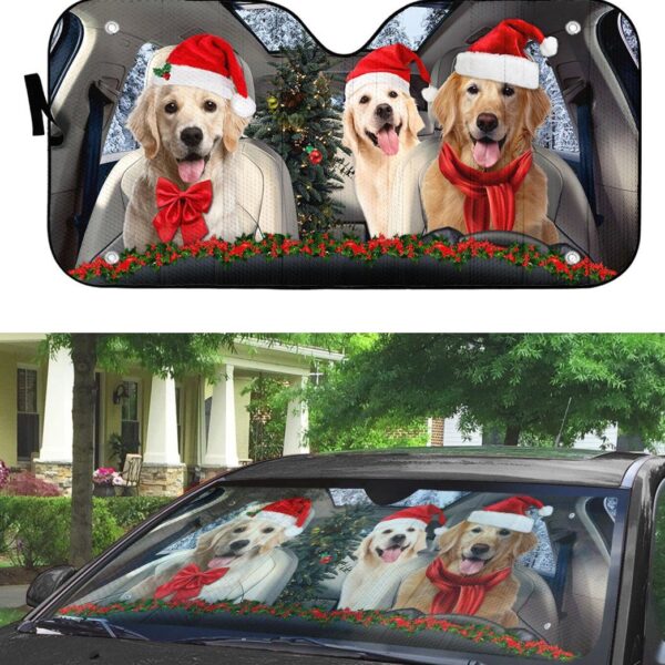 Gearhuman 3D Christmas Golden Retriever Custom Car Auto Sunshade GW06102 Auto Sunshade 