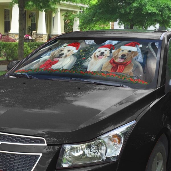 Gearhuman 3D Christmas Golden Retriever Custom Car Auto Sunshade GW06102 Auto Sunshade