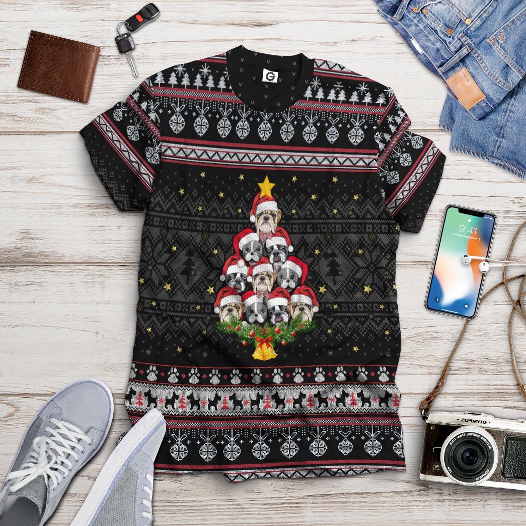 Gearhuman 3D Christmas Pitbull Custom Tshirt Hoodie Apparel GJ15107 3D Apparel