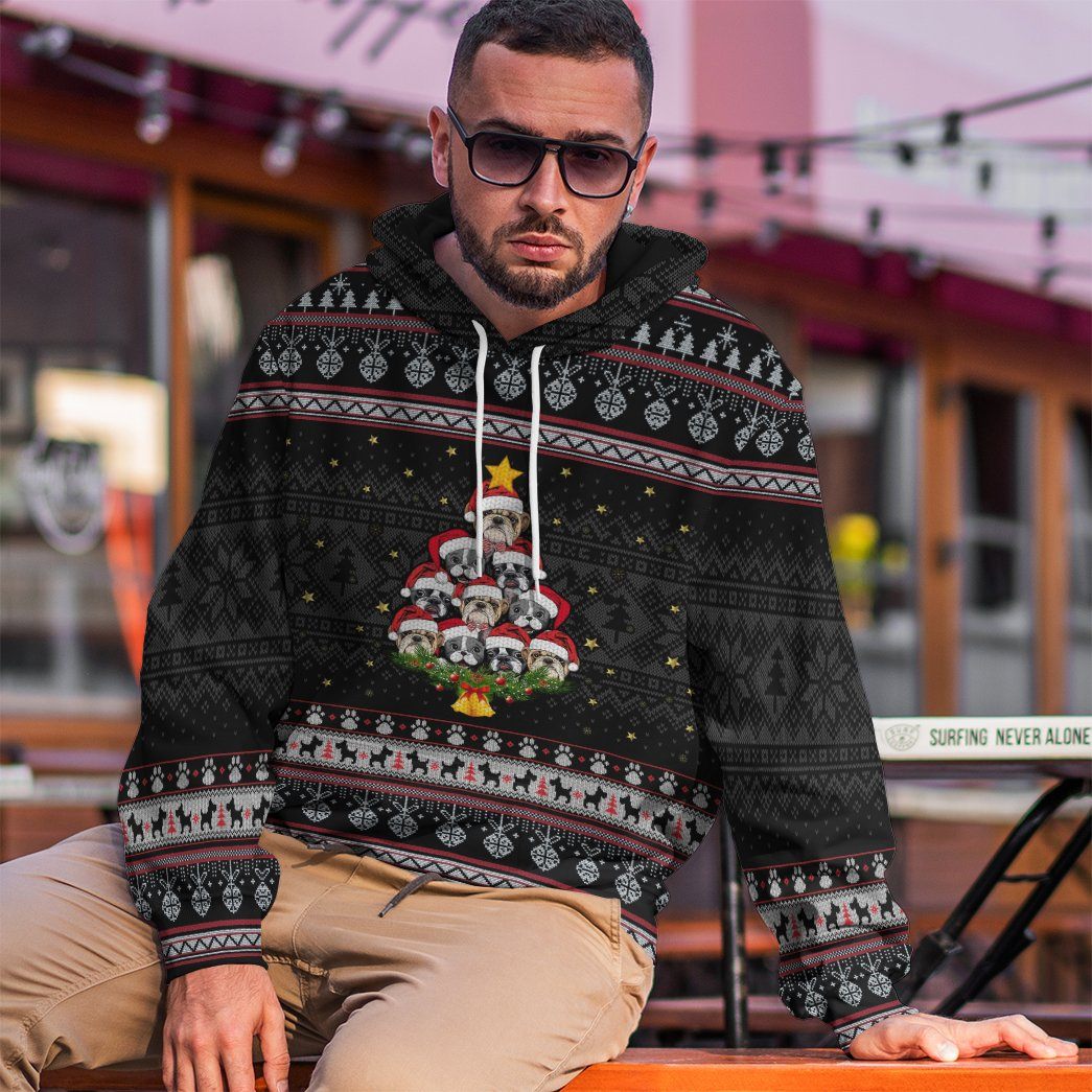 Gearhuman 3D Christmas Pitbull Custom Tshirt Hoodie Apparel GJ15107 3D Apparel