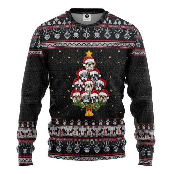 Gearhuman 3D Christmas Pitbull Custom Tshirt Hoodie Apparel GJ15107 3D Apparel Long Sleeve S