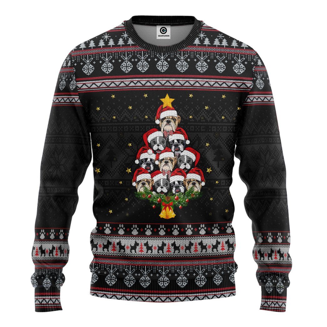 Gearhuman 3D Christmas Pitbull Custom Tshirt Hoodie Apparel GJ15107 3D Apparel Long Sleeve S