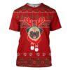 Gearhuman 3D Christmas Pug Dog Ugly Sweater Custom Tshirt Apparel GC06104 3D T-shirt T-Shirt S