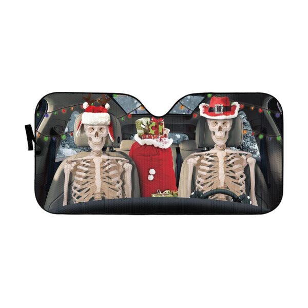 Gearhuman 3D Christmas Skeleton Couple Custom Car Auto Sunshade GW07107 Auto Sunshade 57''x27.5'' 