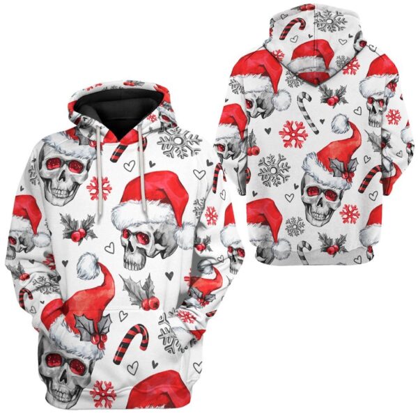Gearhuman 3D Christmas Skull Custom Hoodie Apparel GW071010 3D Apparel 