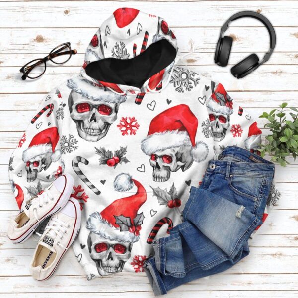 Gearhuman 3D Christmas Skull Custom Hoodie Apparel GW071010 3D Apparel 
