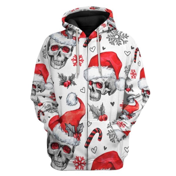 Gearhuman 3D Christmas Skull Custom Hoodie Apparel GW071010 3D Apparel Zip Hoodie S 