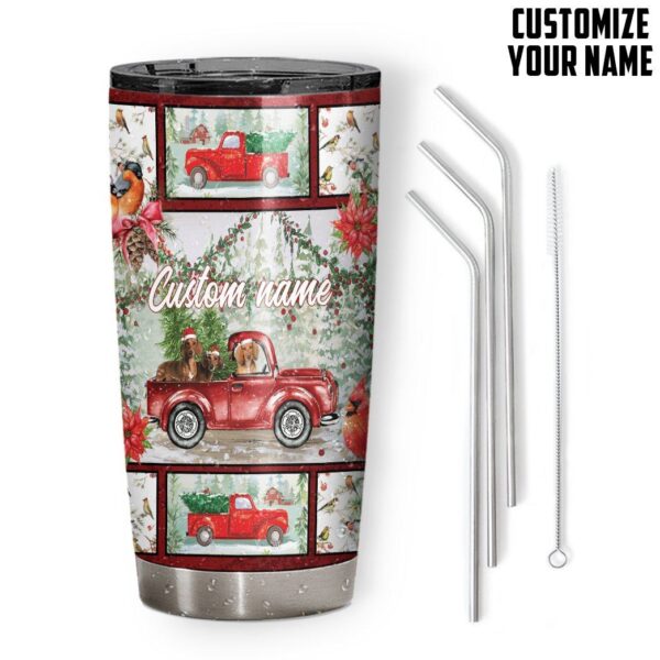 Gearhuman 3D Christmas Truck With Duchshand Custom Name Tumbler GB24116 Tumbler
