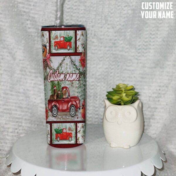 Gearhuman 3D Christmas Truck With Duchshand Custom Name Tumbler GB24116 Tumbler