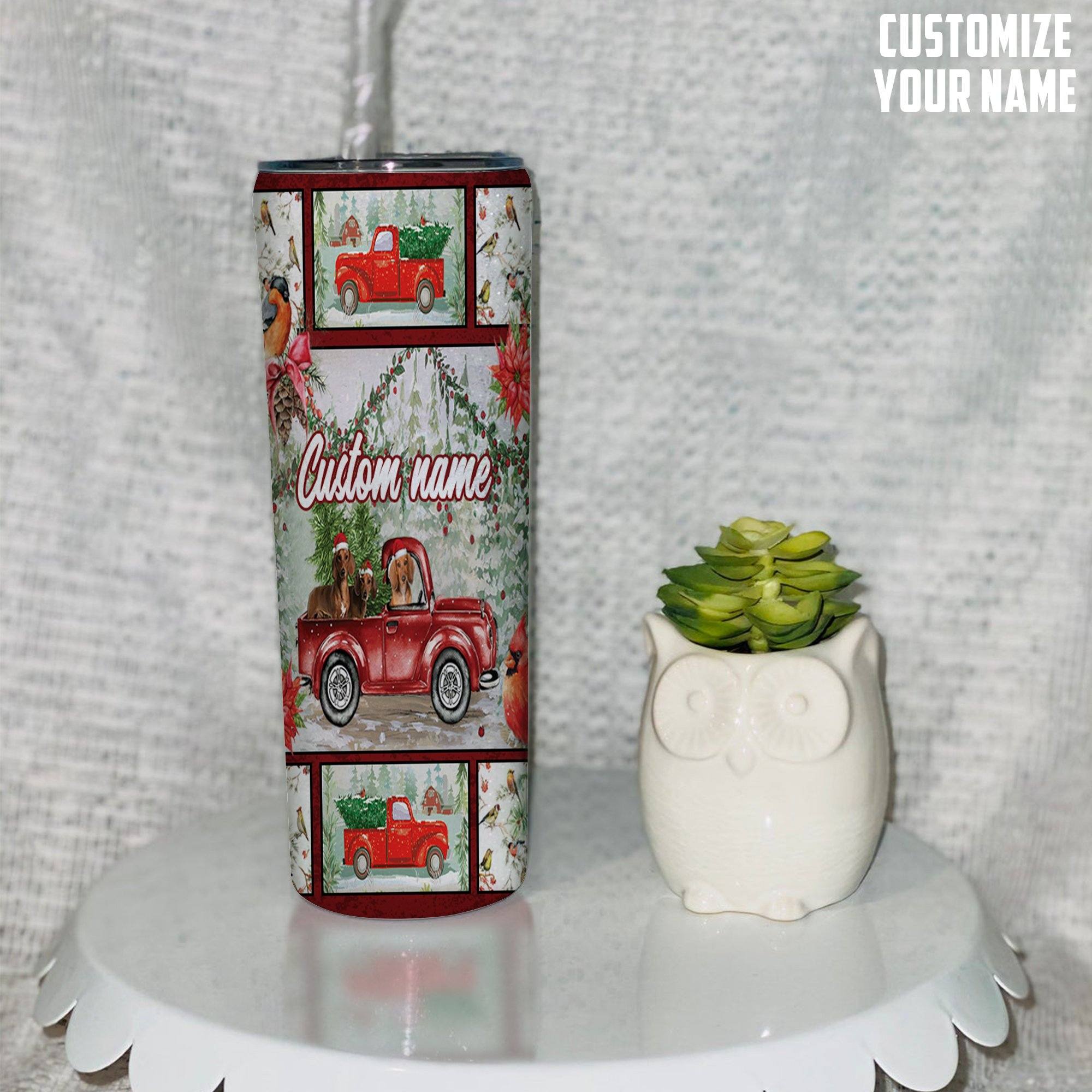 Gearhuman 3D Christmas Truck With Duchshand Custom Name Tumbler GB24116 Tumbler