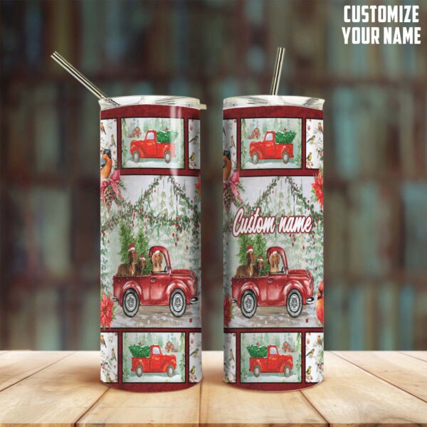 Gearhuman 3D Christmas Truck With Duchshand Custom Name Tumbler GB24116 Tumbler Long 20oz