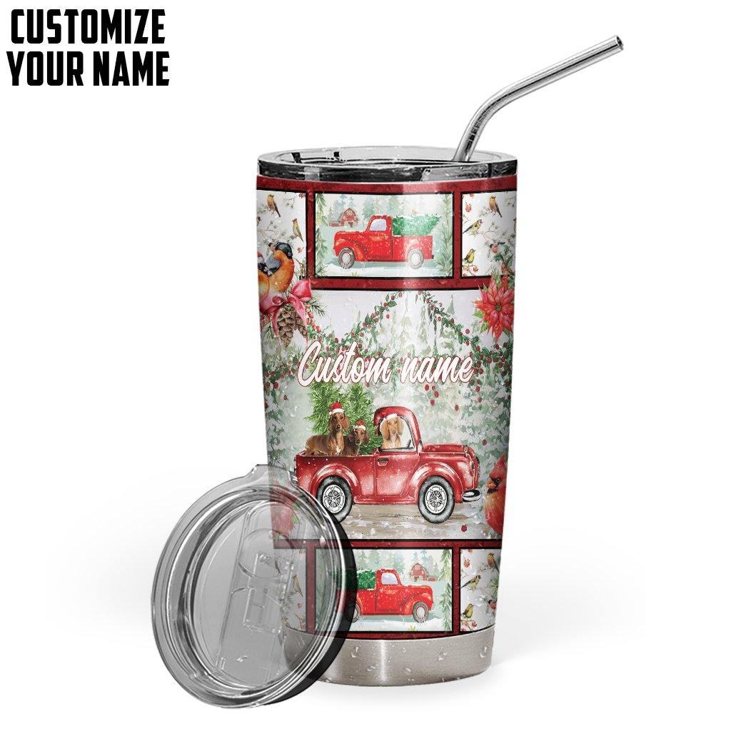 Gearhuman 3D Christmas Truck With Duchshand Custom Name Tumbler GB24116 Tumbler Short 20oz