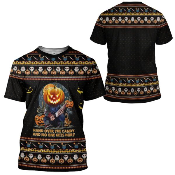 Gearhuman 3D Chucky Trick Or Treat Ugly Sweatshirt Custom Tshirt Apparel GW280811 3D T-shirt