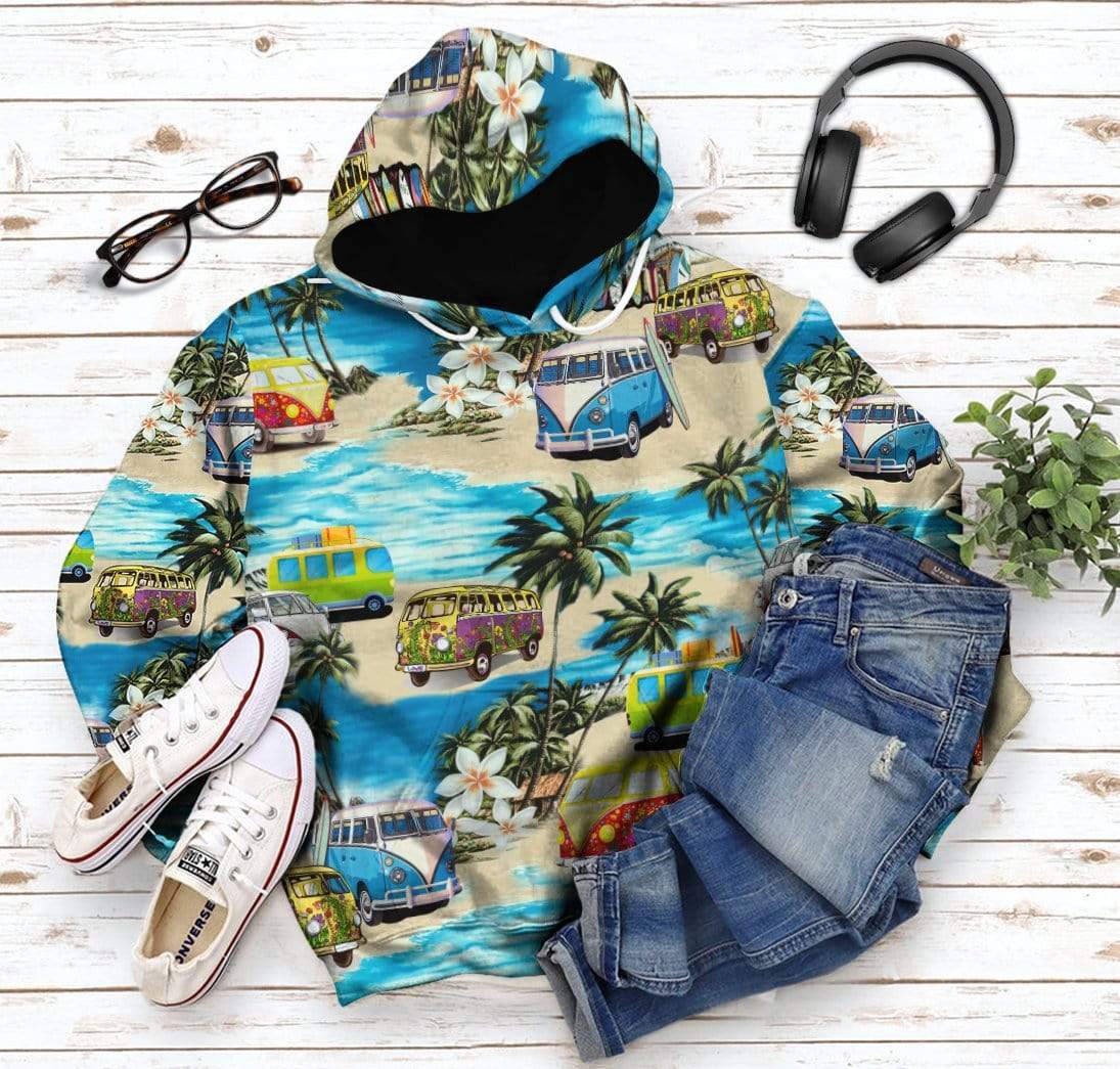 Gearhuman 3D Classic Retro Campervan Custom Hoodie Apparel GV180816 3D Custom Fleece Hoodies