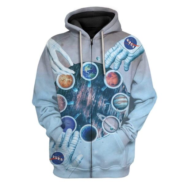 Gearhuman 3D Coffee Mug Solar System Custom Hoodies Apparel GM26026 3D Custom Fleece Hoodies Zip Hoodie S 