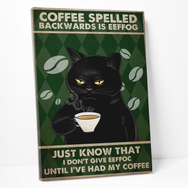 Gearhuman 3D Coffee Spelled Black Cat Custom Canvas GB19012 Canvas
