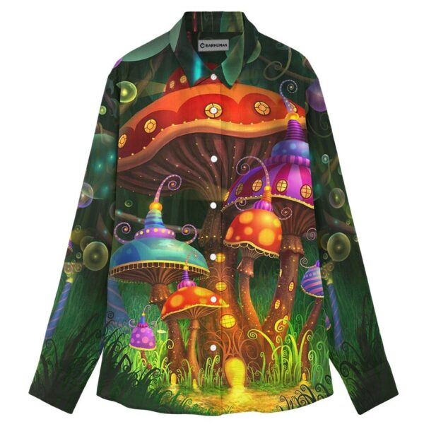 Gearhuman 3D Colorful Mushroom Linen Shirt For Woman GV30099 Linen Shirt Linen Shirt S 