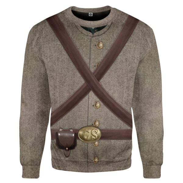 Gearhuman 3D Confederate Infantry Uniform Custom Tshirt Hoodie Apparel GW0906211 3D Apparel Long Sleeve S