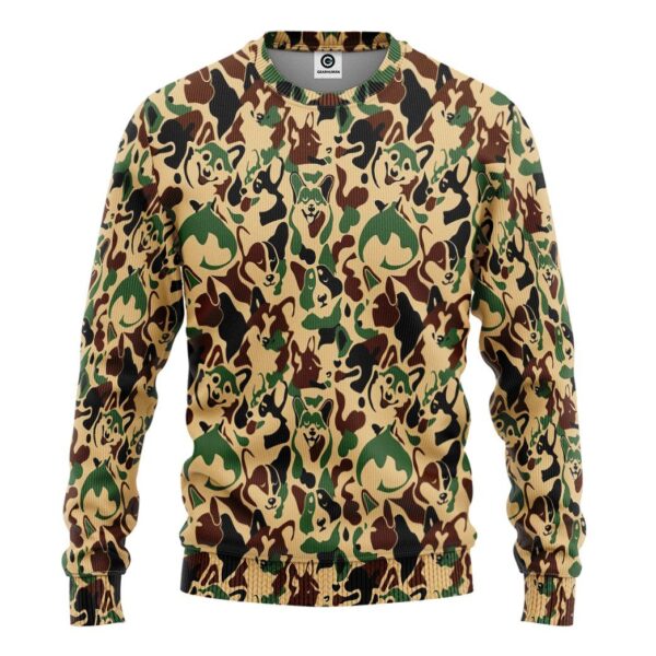 Gearhuman 3D Corgi Camouflage Custom Tshirt Hoodie Apparel GK18121 3D Apparel Long Sleeve S
