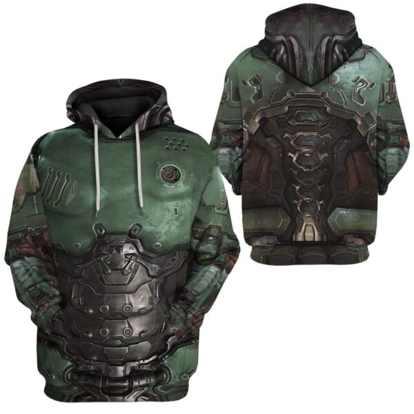 Gearhuman 3D Cosplay Doom Slayer Doomguy Custom Fleece Hoodies Apparel GT12034 3D Custom Fleece Hoodies