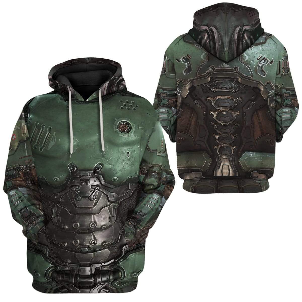 Gearhuman 3D Cosplay Doom Slayer Doomguy Custom Fleece Hoodies Apparel GT12034 3D Custom Fleece Hoodies