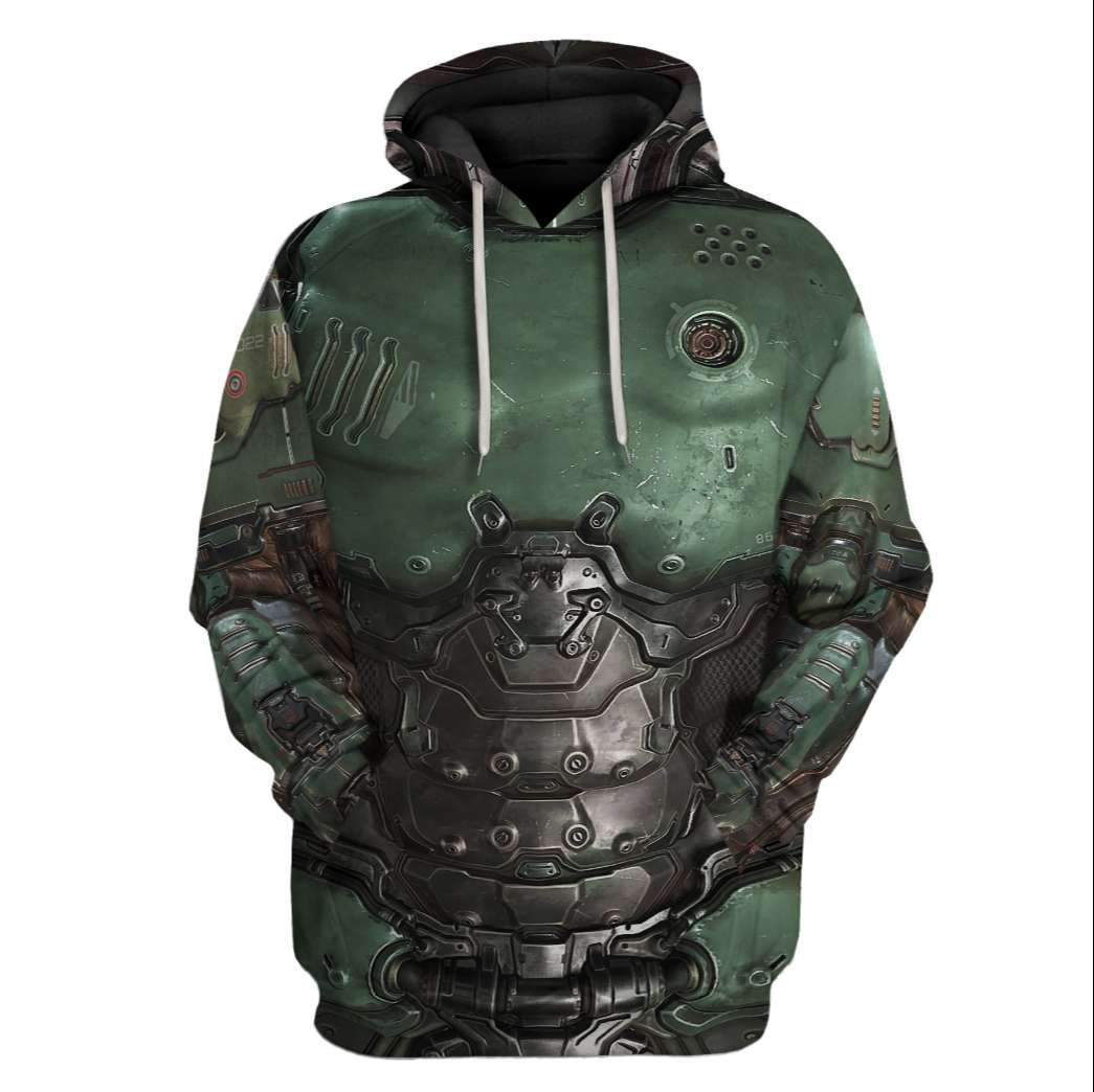Gearhuman 3D Cosplay Doom Slayer Doomguy Custom Fleece Hoodies Apparel GT12034 3D Custom Fleece Hoodies Hoodie S