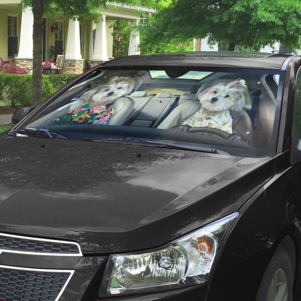 Gearhuman 3D Couple Lovely Shih Tzu Puppies Custom Car Auto Sunshade GV141015 Auto Sunshade