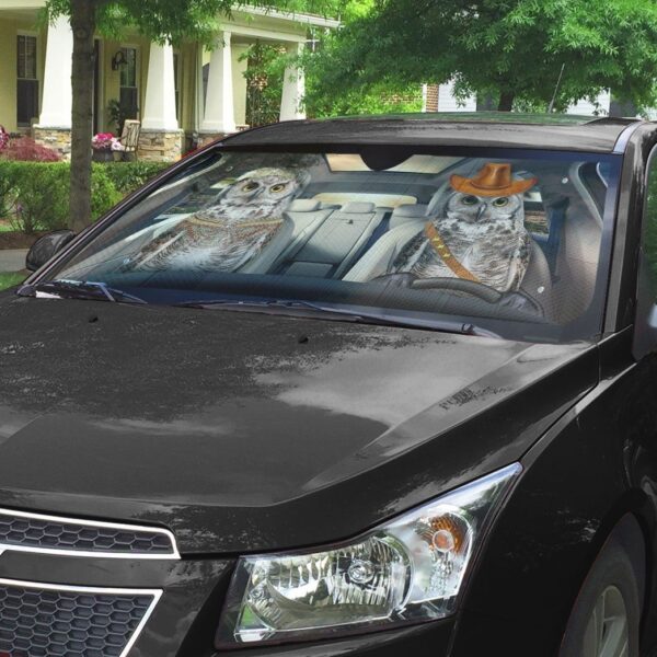 Gearhuman 3D Couple Owls Auto Car Sunshade GV030318 Auto Sunshade
