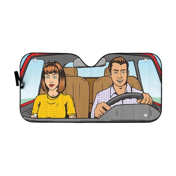 Gearhuman 3D Couple Pop Art Custom Car Auto Sunshade GW18098 Auto Sunshade 57''x27.5'' 
