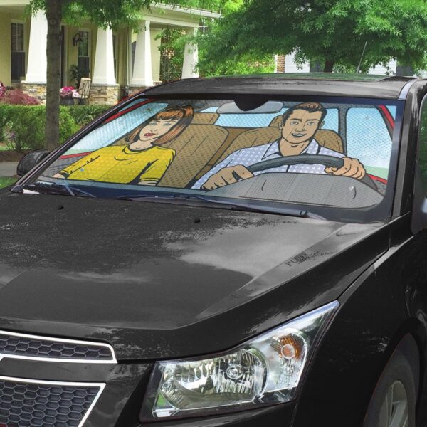 Gearhuman 3D Couple Pop Art Custom Car Auto Sunshade GW18098 Auto Sunshade