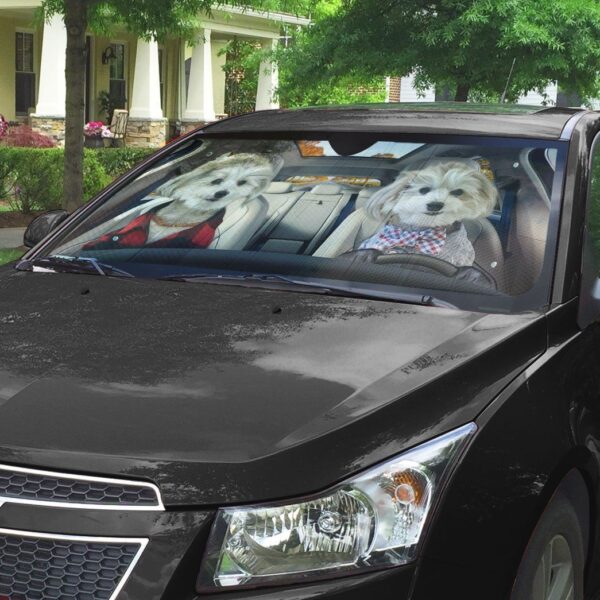 Gearhuman 3D Couple Shih Tzu Puppies Custom Car Auto Sunshade GV141014 Auto Sunshade