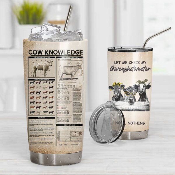 Gearhuman 3D Cow Knowledge Giveashitometer Custom Tumbler GB01021 Tumbler
