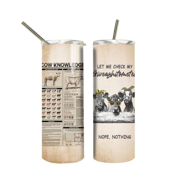 Gearhuman 3D Cow Knowledge Giveashitometer Custom Tumbler GB01021 Tumbler Long 20oz