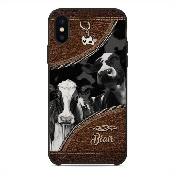 Gearhuman 3D Cow Leather Custom Name Phonecase GB030311 Glass Phone Case Iphone X