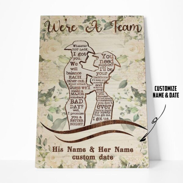 Gearhuman 3D Cowboy Couple We Are A Team Custom Name Date Canvas GW20013 Canvas 1 Piece Non Frame M
