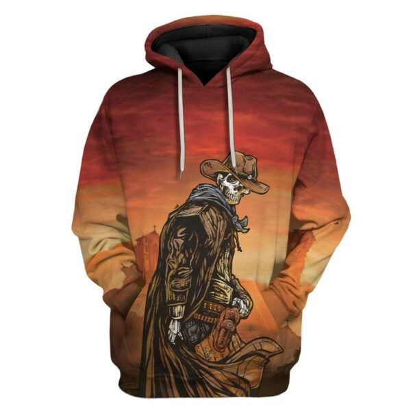 Gearhuman 3D Cowboy Skull Custom T-Shirts Hoodies Apparel GM18022 3D Custom Fleece Hoodies Hoodie S 