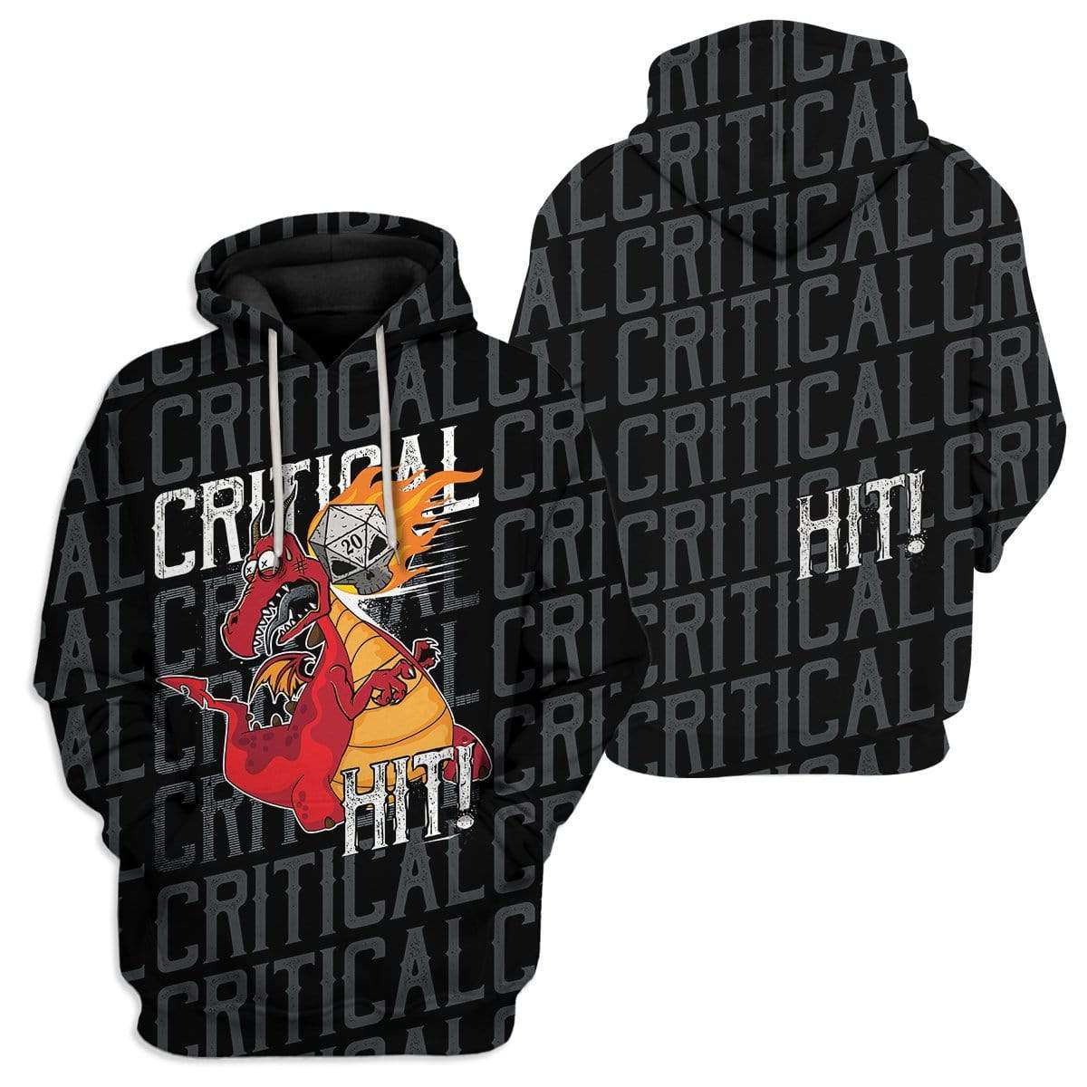 Gearhuman 3D Critical Hit Custom T-Shirts Hoodies Apparel HD-DT1302201 3D Custom Fleece Hoodies